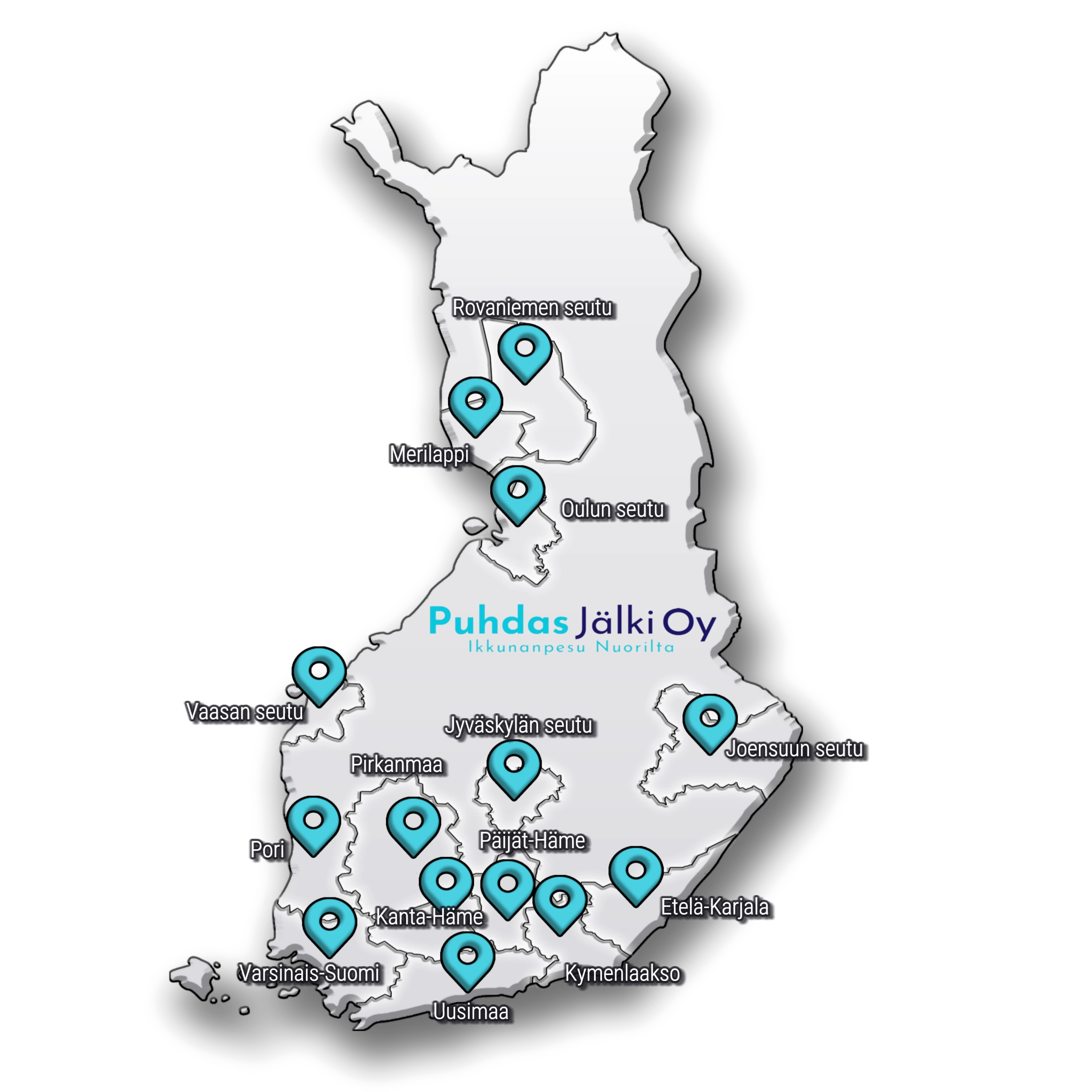 Map of Finland showing service areas.